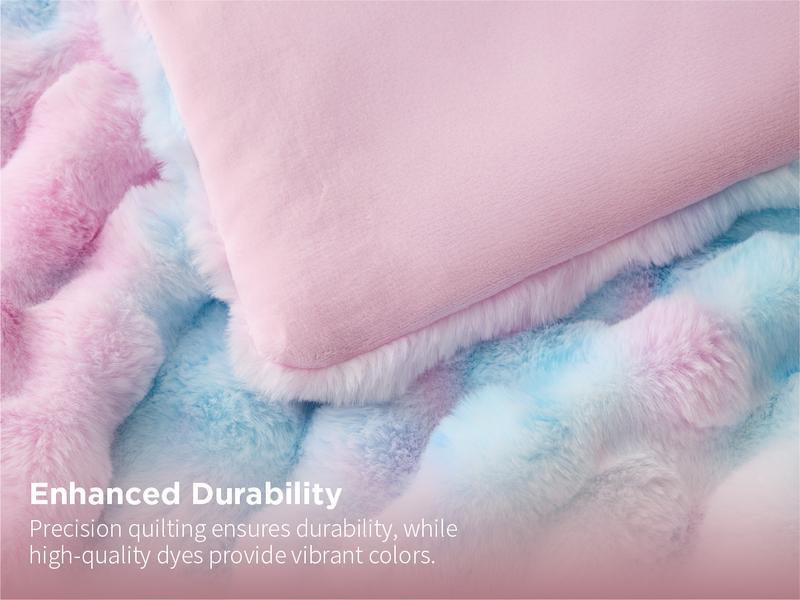 【Valentine's Day gift】Bedsure Weighted Faux Rabbit Fur , Soft Fluffy Fuzzy  Cozy Plush Sherpa Fleece  Blanket, Thick Warm Christmas Blanket Gifts for Women,The  Blanket  For Stress & Anxiety,Soft  Warm ComforterComforter