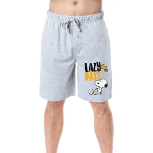 Peanuts Mens' Snoopy Woodstock Lazy Days Character Sleep Pajama Shorts