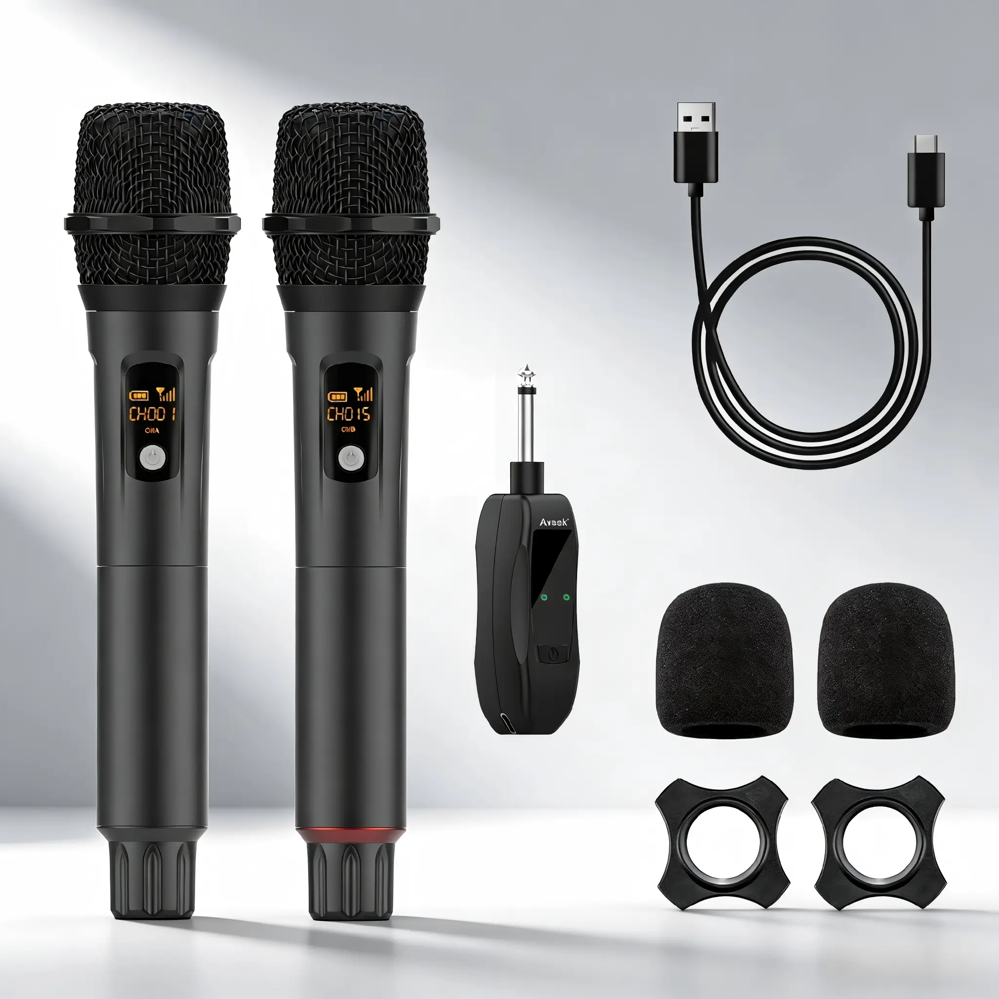 Karaoke Wireless Microphones,Aveek Microphone for Professional Singing,2.4GHz Cordless Handheld Microphone,6.35/3.5mm mic Hole with Rechargeable Receiver for Karaoke Machine,Wedding,DJ,Party Audio Adjustable microphone Rechargeable Wireless tiktokshopspr