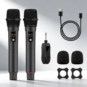 Karaoke Wireless Microphones,Aveek Microphone for Professional Singing,2.4GHz Cordless Handheld Microphone,6.35/3.55mm mic Hole with Rechargeable Receiver for Karaoke Machine,Wedding,DJ,Party Audio Adjustable microphone Rechargeable Wireless