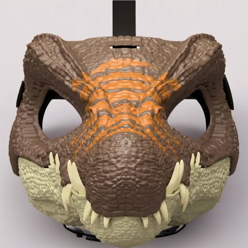 Men's Dinosaur Character Costume Mask Accessory, Realistic Role-Play Headpiece with Movable Jaw, Lifelike Skin Texture, Comfort-Fit Strap, Accessories