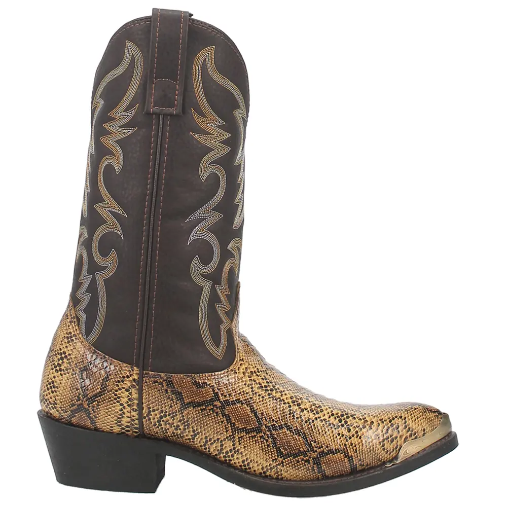Laredo Mens Monty Print Pointed Toe Pull On  Casual Boots Mid Calf - Brown, Gold, Grey