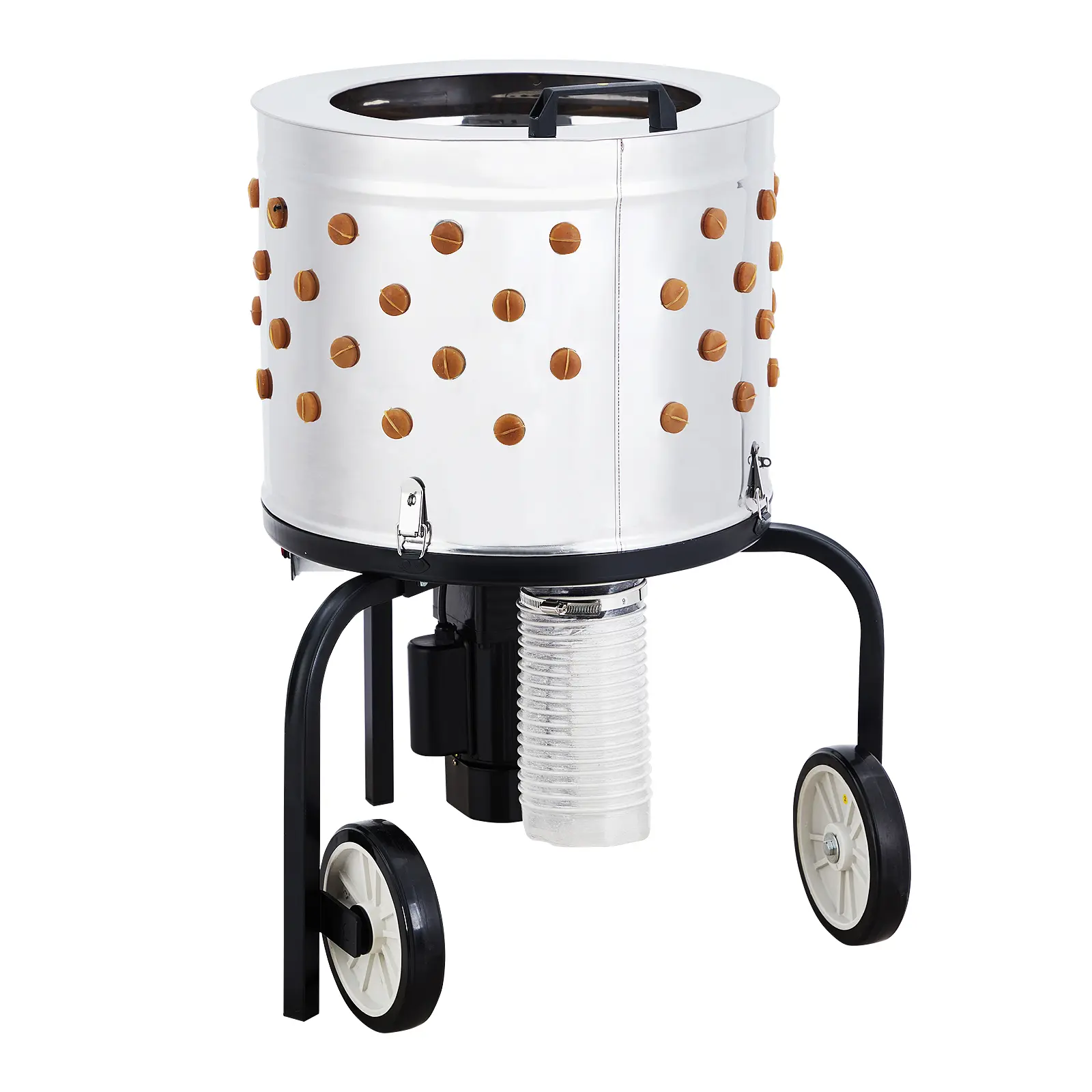Electric Chicken Plucker Machine Efficient plume Removal – Electric Chicken Plucker Machine for Poultry Processing – 550W, Stainless Steel, 20 Inch Drum, 106 Soft Rubber Fingers, Waterproof GFCI, Wheels –