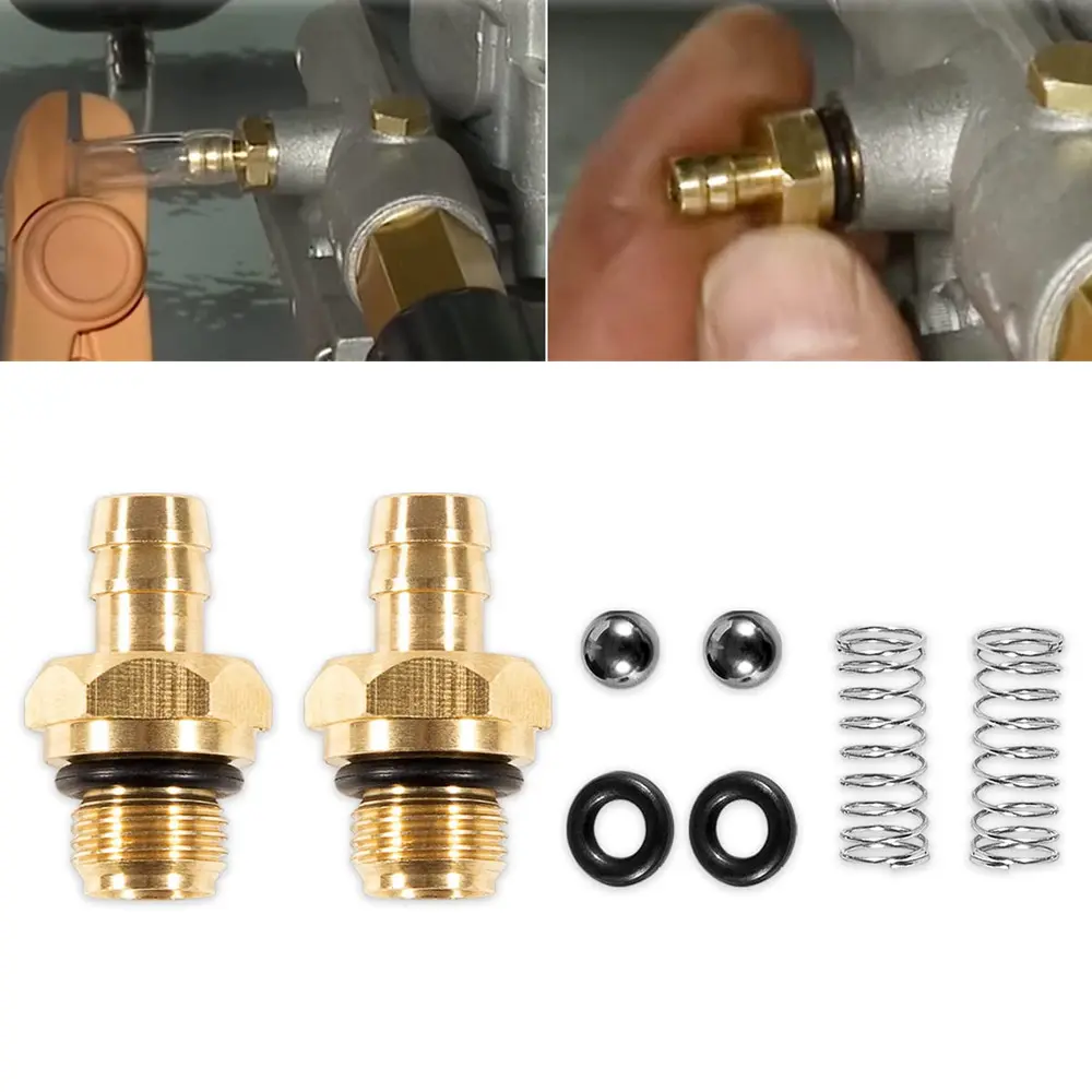 High Pressure Washer Brass Chemical Soap Injector Kit with Barb, 2 Check Valves, 2 O-Rings, 1/8"-27 BSP Male Threads, 1-Year Function Support for Briggs&Stratton 190593GS, 190635GS