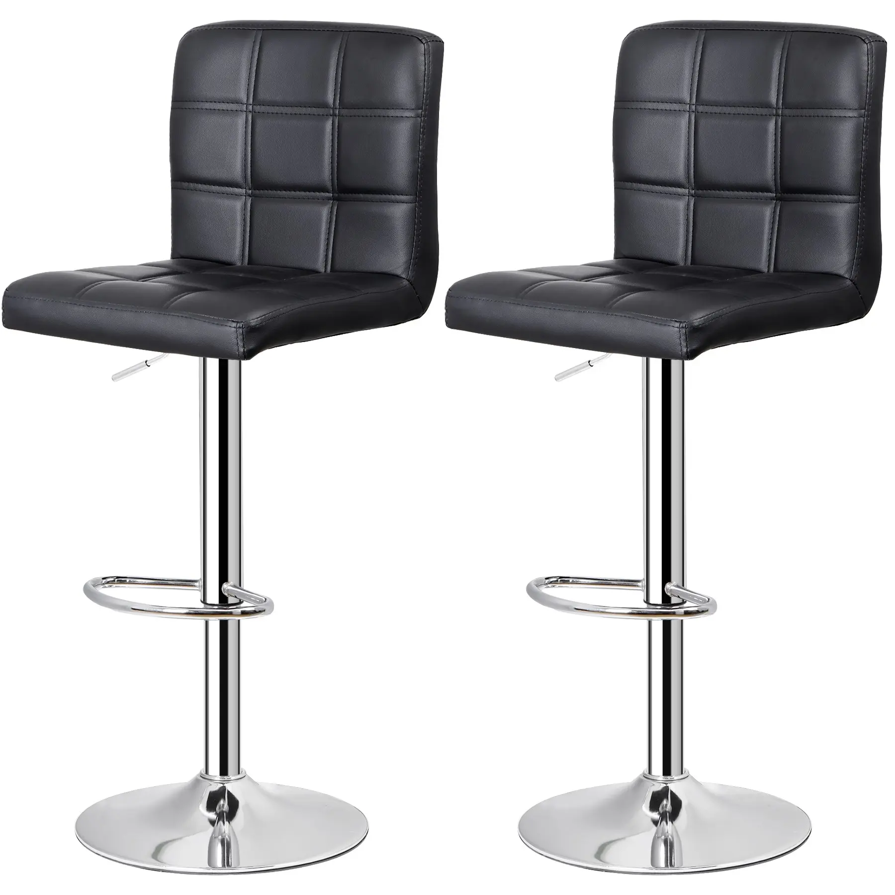 Segawe 2-Piece Modern Barstool Set, Height-Adjustable Armless PU Leather Multifunctional Spa Stools with Swivel Seat, 360-Degree Swivel Counter Height Chairs for Indoor/Outdoor Patio