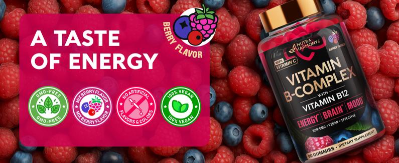 Vitamin B-Complex Gummies   with Vitamin C & Choline for Energy, Brain & Mood