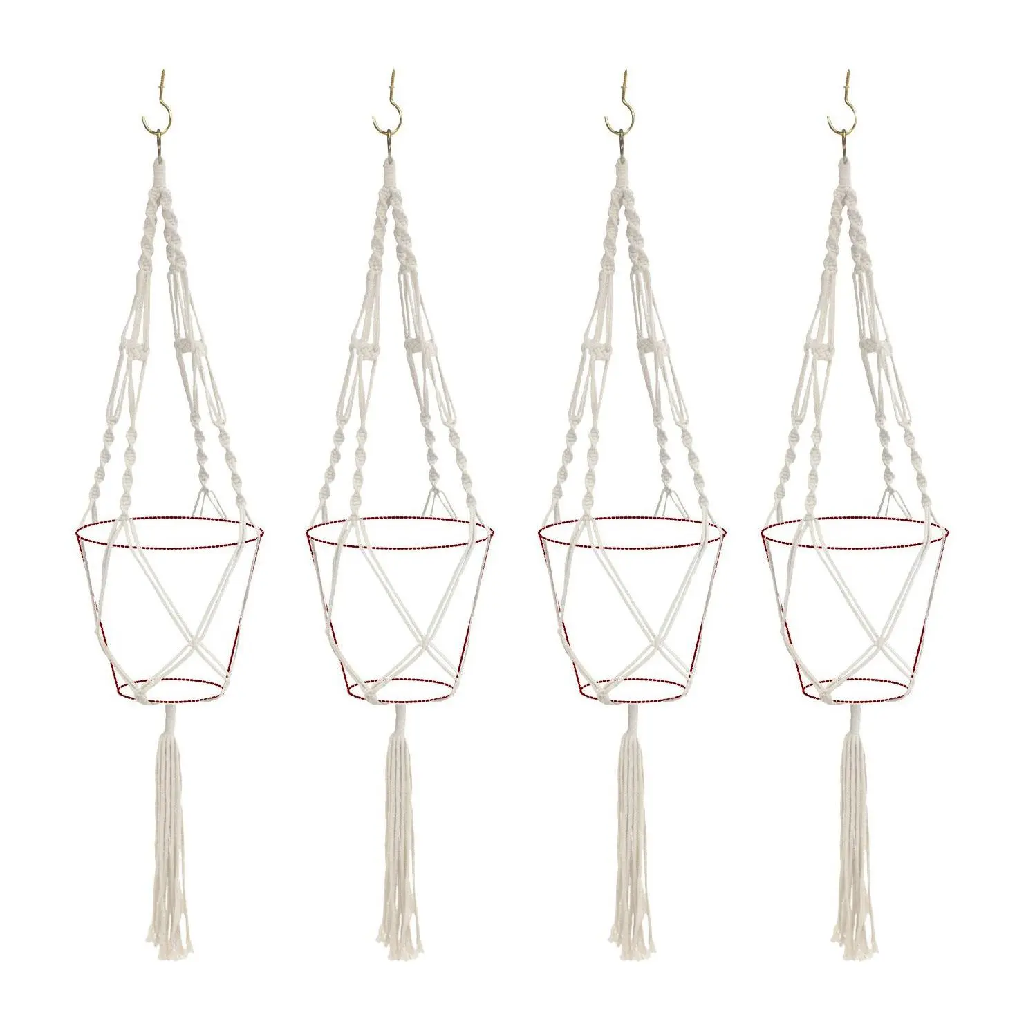Sorbus Macrame Plant Hanger - 4-Pack