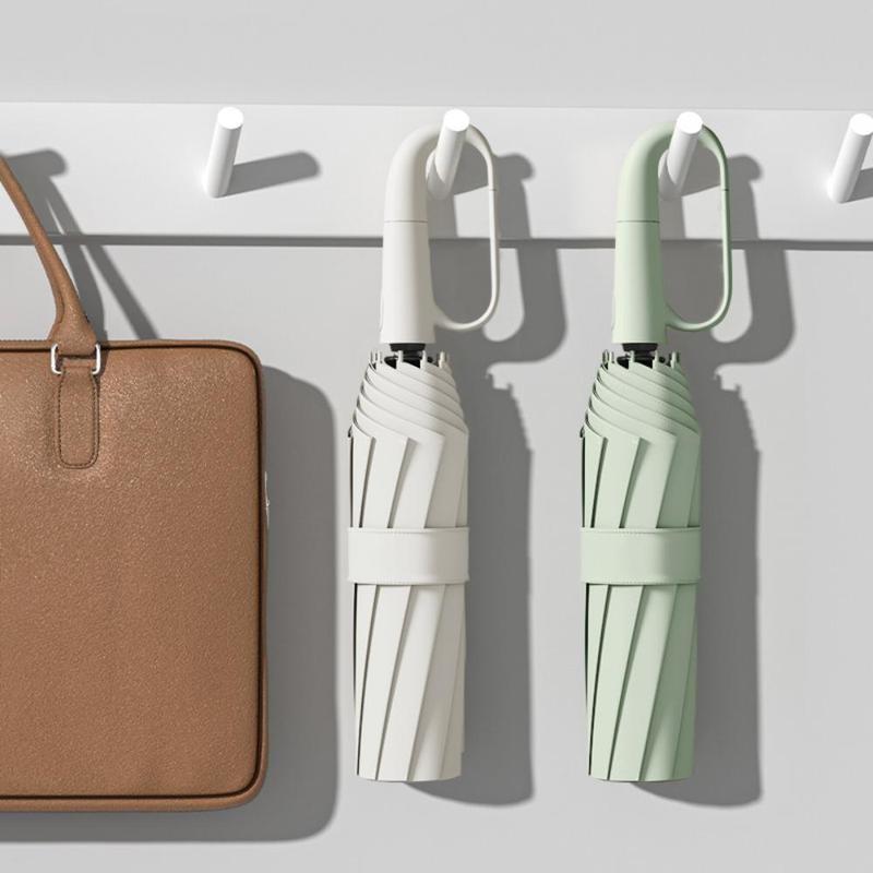 Green Foldable Rainproof Automatic Umbrella, 1 Count Compact Ring Buckle Windproof Reinforced Umbrella, Durable Innovative Sun-protection Folding Umbrella for Women, Pocket Umbrella, Wind Resistant Umbrella, UV Umbrella, Suitable for Rainy Days Outdoor