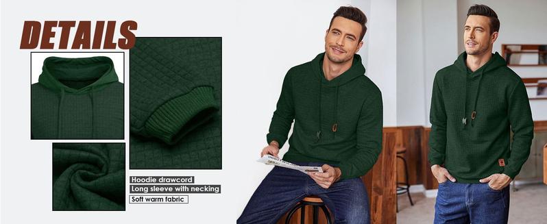 Mens Hooded Sweatshirt Casual Long Sleeve Drawstring Waffle Knit Pullover Hoodies Knitwear Tops (Without Pockets) Mens Hooded Sweatshirt Casual Long Sleeve Drawstring Waffle Knit Pullover Hoodies Knitwear Tops (Without Pockets)