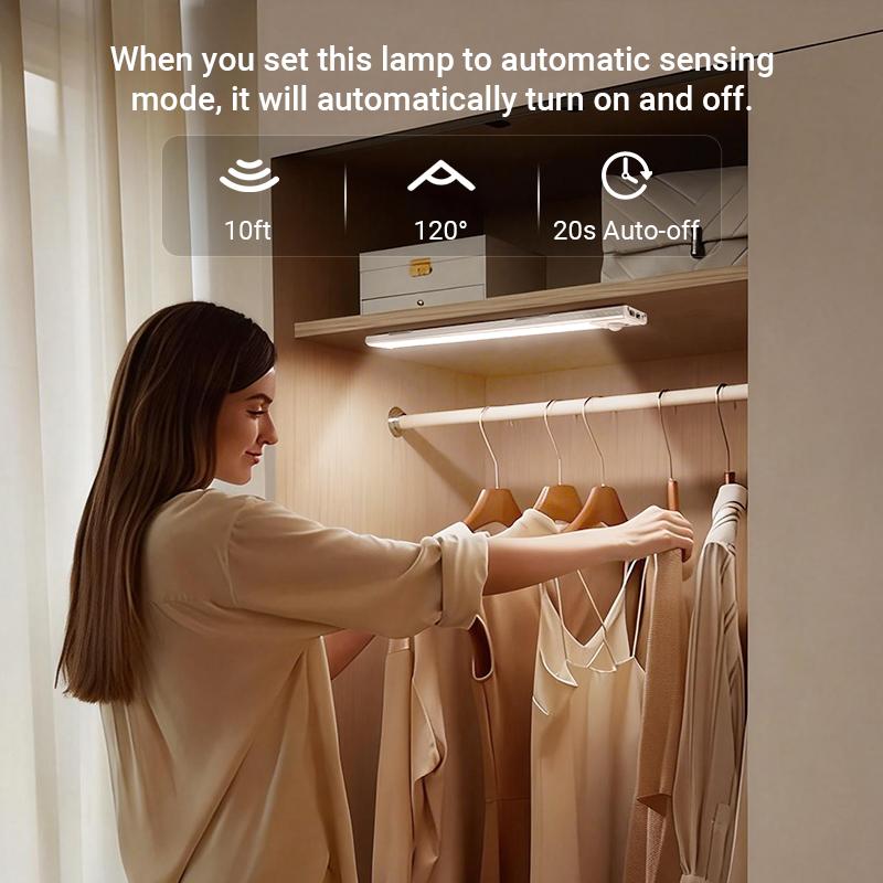 Under Cabinet Lighting, 11.81in Motion Sensor Light Indoor Rechargeable, Closet Lights Battery Operated for Kitchen Cabinets, Shelves, Walls (2 Pack)