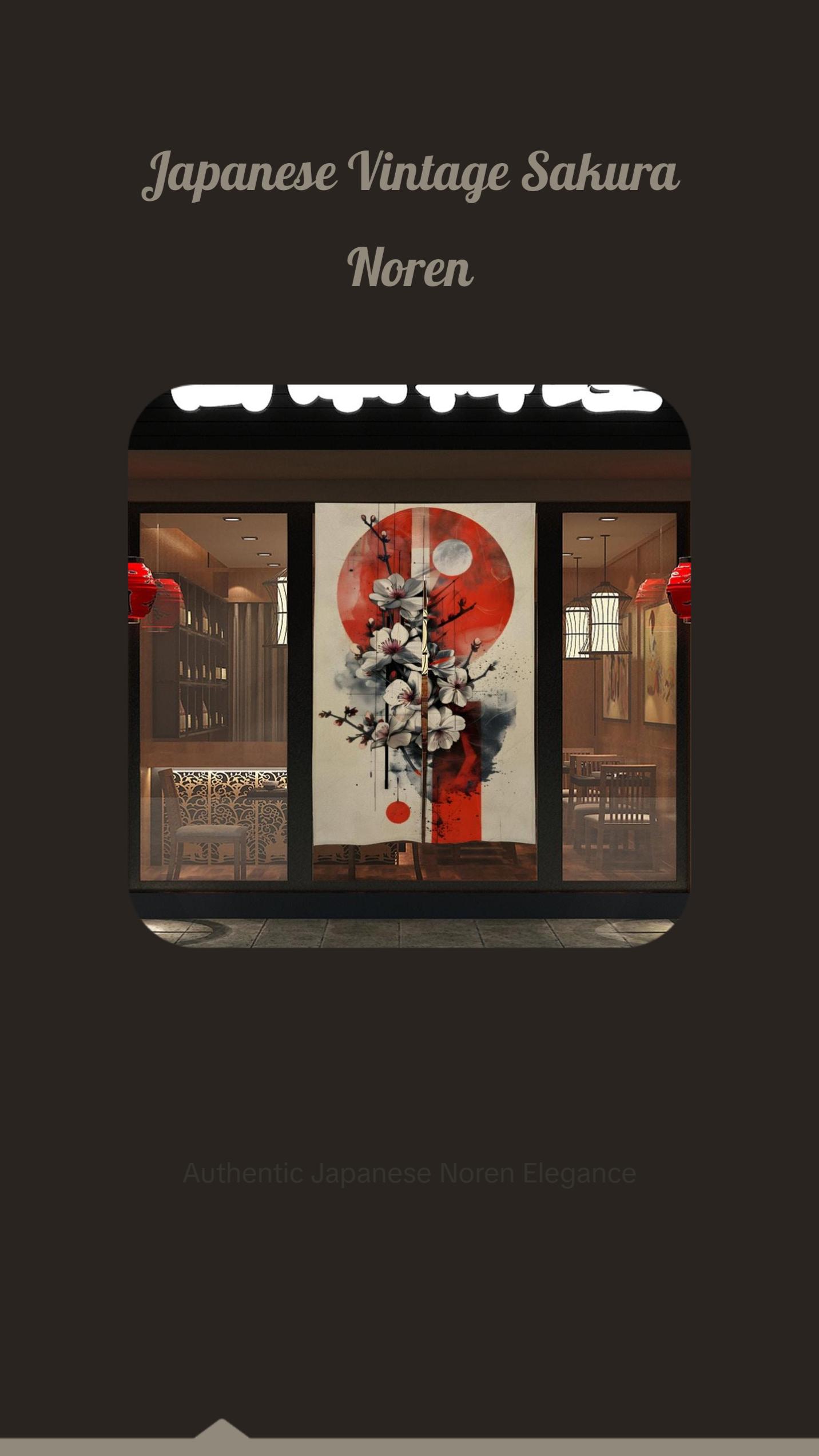 Japanese Vintage Sakura Floral Noren, Door Curtain - Japanese Traditional Room Divider for Home Decor - Doorway Curtain - Japanese Noren