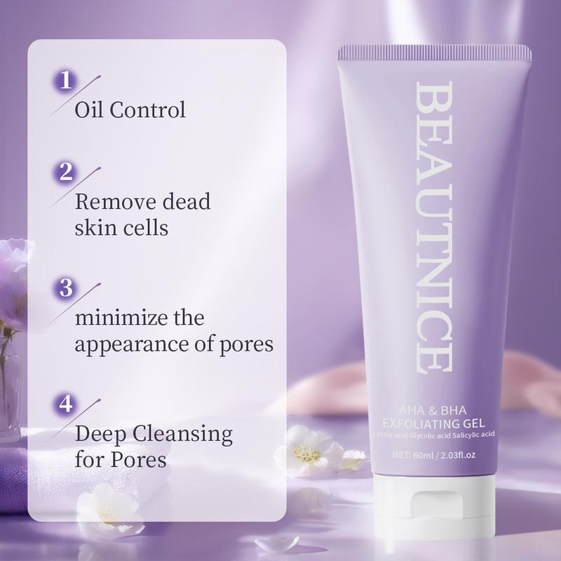 BEAUTNICE Scientifically Blended Acid Exfoliating Gel 60ml Gentle Hydrating Deep Clean For Face & Body All Skin Types Flawless Soft Cleansing Moisturizer