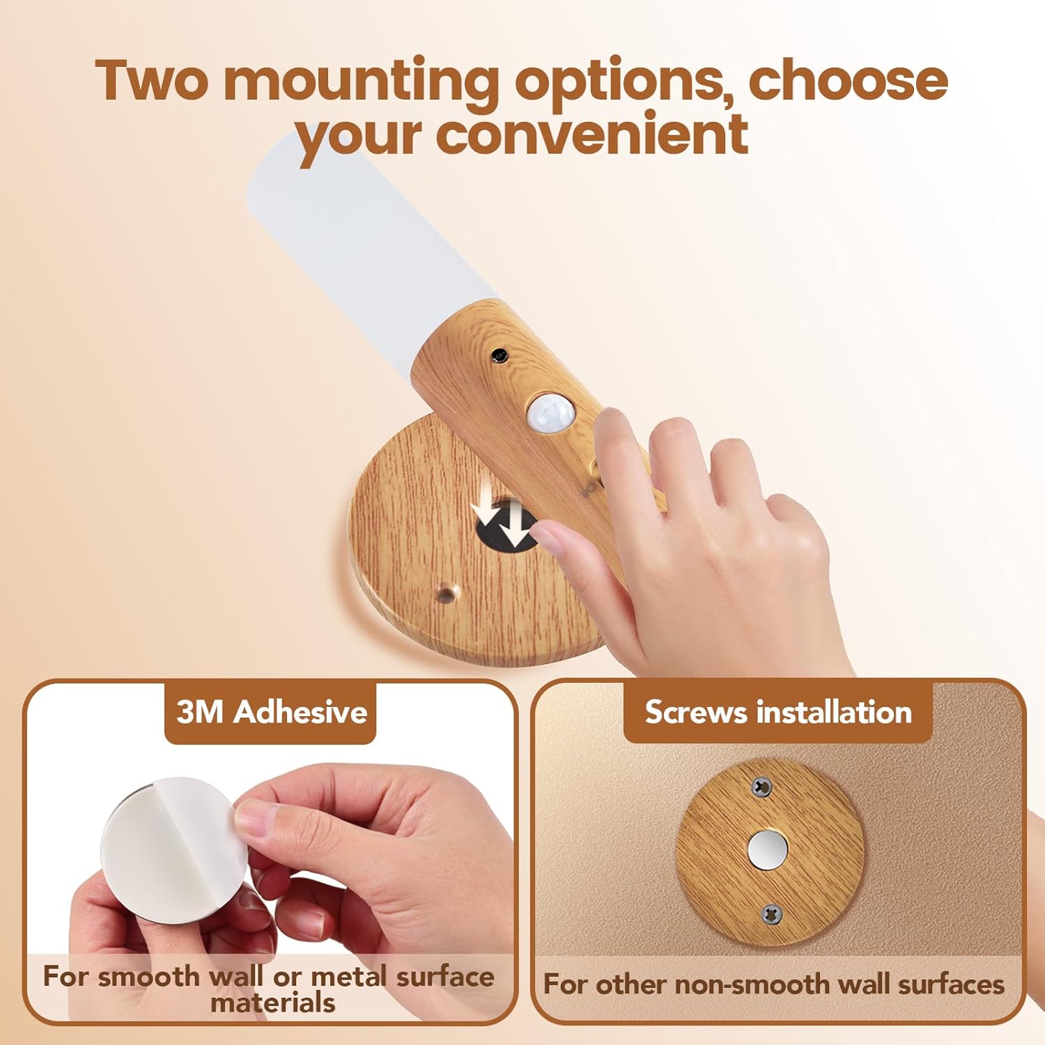 LED Motion Sensor Night Lights Magnet Body Hallway Lamp Rechargeable LED Wall Sconces Magnetic 360° Rotation Corner Portable for Stairway Bedroom Battery Powered