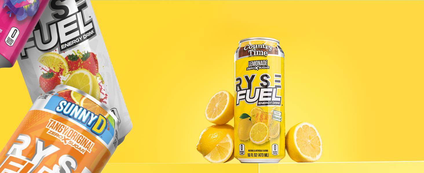 RYSE Fuel Energy Drink - Pack of 12 - 200mg Natural Caffeine, Taurine and Choline for Focus and Energy - Sugar-Free and Vegan - 16 fl oz