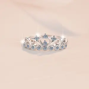 #65 (Crown）925 Sterling Silver Synthetic Moissanite Ring
