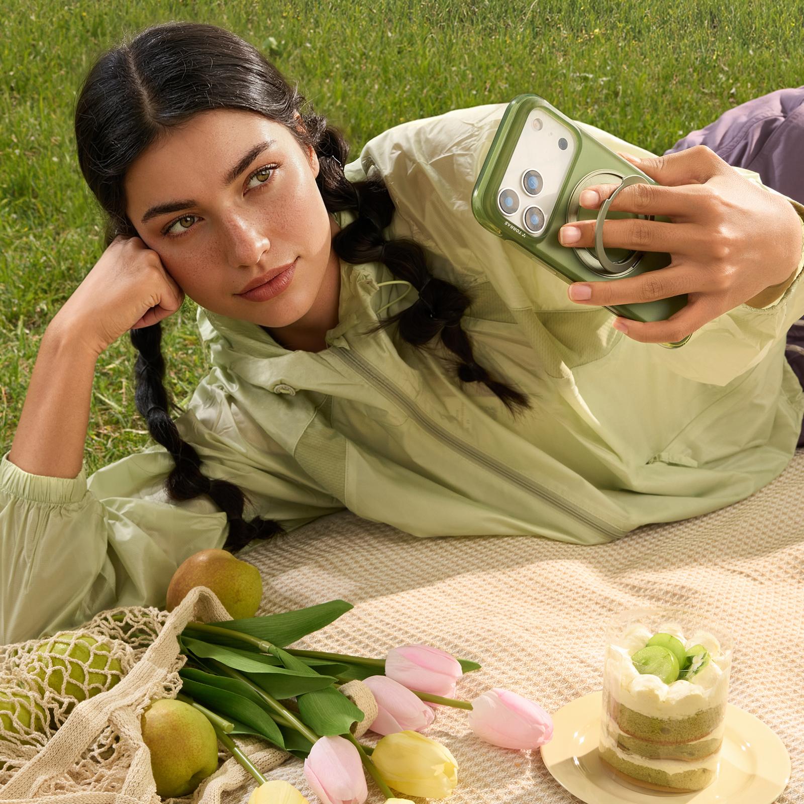 TORRAS O3 Air Magnetic Stand Case for iPhone 17 Pro Max with 360° Ring Stand & Airbag Protection 4-Meter Anti-Fall Shockproof MagSafe Compatible - Aesthetic&TORRAS Q3Air