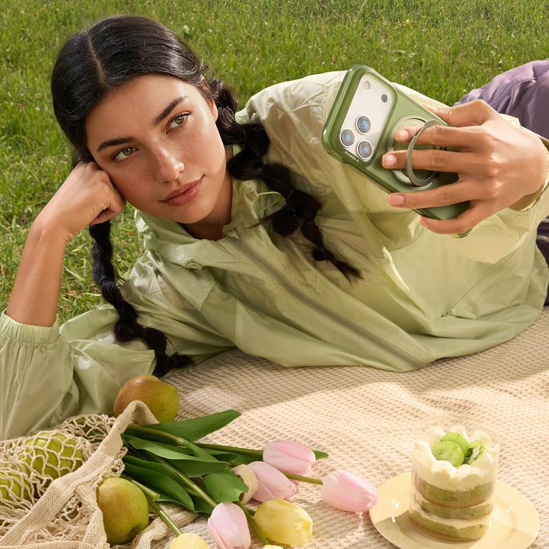 TORRAS O3 Air Magnetic Stand Case for iPhone 17 Pro Max with 360° Ring Stand & Airbag Protection 4-Meter Anti-Fall Shockproof MagSafe Compatible - Aesthetic&TORRAS Q3Air