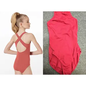 New Leotard MT9579-High Neck Cross Strap Dark Red