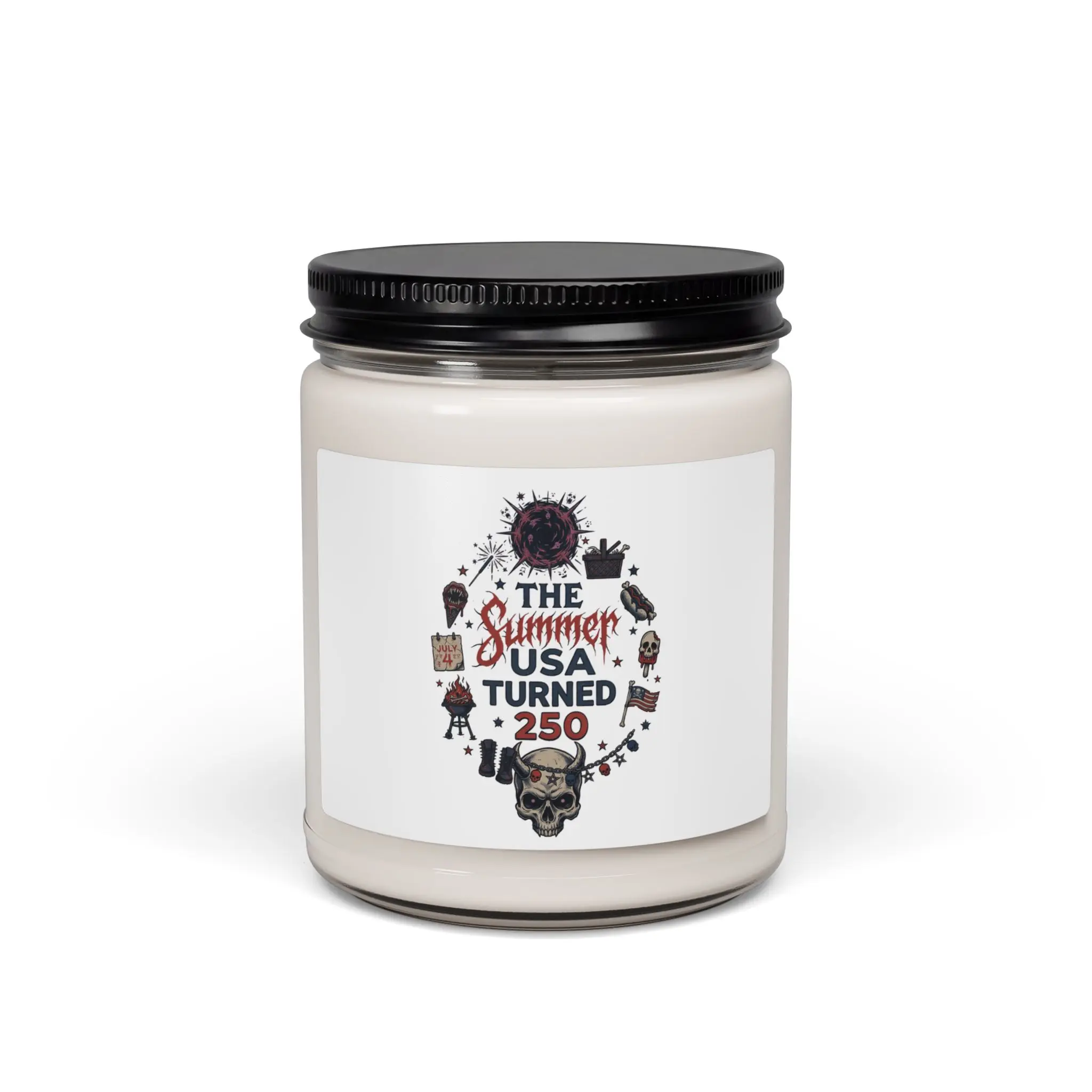 Vintage Americana 4th of July Candle | Soy Jar Candle, Patriotic Stars & Floral