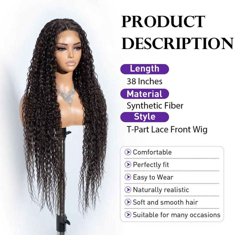 Style Icon 38” Super Long Curl Wigs Lace Front Wigs Pre-Plucked 4.5” Deeper Middle Part Wig Synthetic Wig