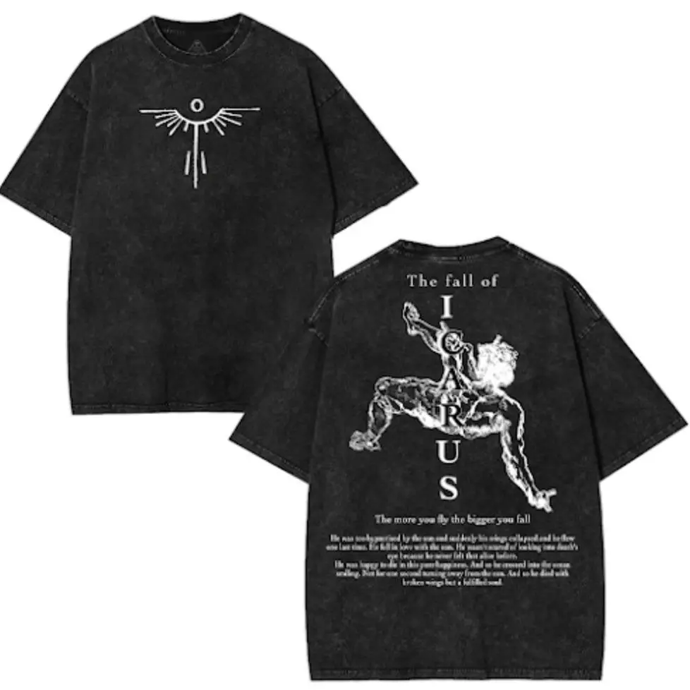 [Collection] Men's 8-Design The Fall of Icarus Printed Cotton Graphic Tee - Broken Wings, Human Pride & Fall, Bible Verse, Oversized Fit, Round Neck Fabric Apparel, Shortsleeve, Tshirt