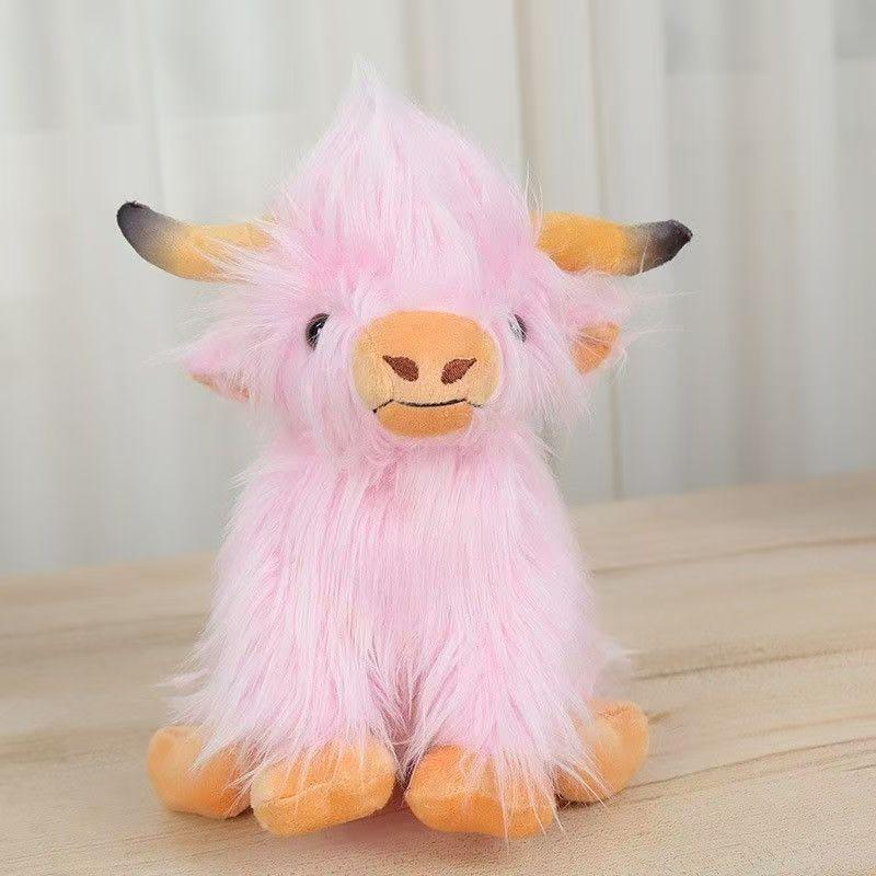 Highland Cow Stuffed Animal Cute Fluffy Cow Plush Figure Toys Realistic Scottish Cow Plush Toy Soft Farm Animal Cattle Plushie Doll Present for Adults Kids Boys Girls