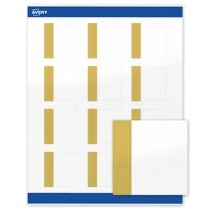 Avery Printable Square Labels, 2" x 2", Glossy White, Pre-printed Dipped Gold Edge Design, Sure Feed Technology, Laser & Inkjet Compatible, 240 Total, Great for Product Merchandising