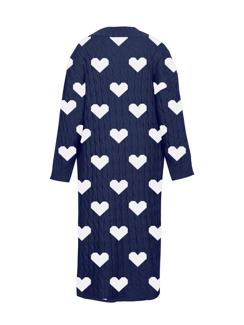 Women's Solid Color Textured Drop Shoulder Pocket Longline Cardigan, Casual Open Front Long Sleeve Knitwear for Fall & Winter, Women's Knit Clothing for Daily Wear, Lady Baggy Cardigans for Women, Womenswear, Casual Knit Top