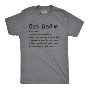 Mens Cat Dad Definition T Shirt Funny Father's Day Pet Kitty Animal Lover Graphic Tee Mens Funny T Shirts Cool Vintage Fashion T-Shirt Gift Classic Menswear Dad Joke Apparel for Men Funny Cat Short Sleeve Dark Grey