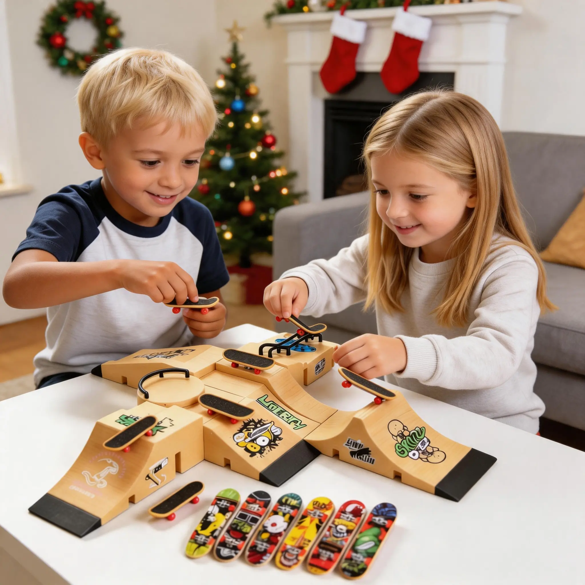 Mini Fingerboard Skate Park Kit,Finger Skateboard Complete Set,kids toys,board games,Creative Thumb Skateboard, Professional Bearings, Unique Gift,Stress Relief Fidgets,Stress Relief Fidgeting,Durable,Wooden Fidget Boards
