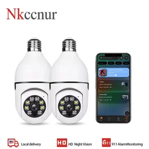 Nkccnur Wireless Bulb Security Camera 1PC 2.4GHz WiFi 360° Panoramic HD Night Vision Two-Way Audio Smart Phone App Control for Home Garage Pet Monitoring Indoor Surveillance System