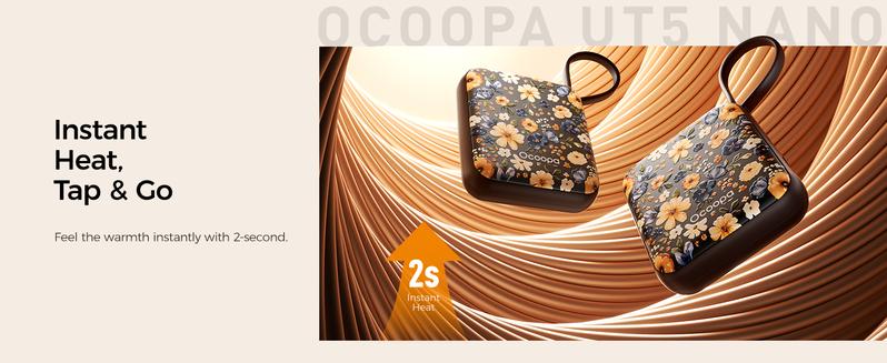 Ocoopa Hand Warmers Rechargeable UT5 Nano – Slim Electric Pocket Heater, Smart Temp Control, 14Hrs Battery, UL Safety, Artists in Bloom Design, Practical Gifts for Women, Christmas, Outdoor,Camping,Stocking Stuffers,Men gifts, Gift boxes,Best Gift Ideas