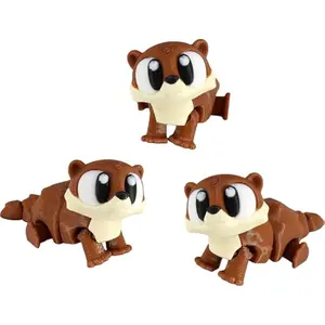 PowerTRC 3D Printed Articulated Otter Fidget Toy 3 Pack – Flexible Cute Animal Desk Decor, Adult Fidget Collectible – 3D Printed in USA