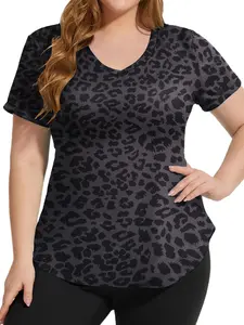 COOTRY 【Plus Size】 Workout Tops for Women T Shirts Loose Fit V Neck Clothing Yoga Casual Summer Check Check Womenswear T shirt | 2026 Spring Break Gift For Easter's Day Mother's Day | plus size fashion