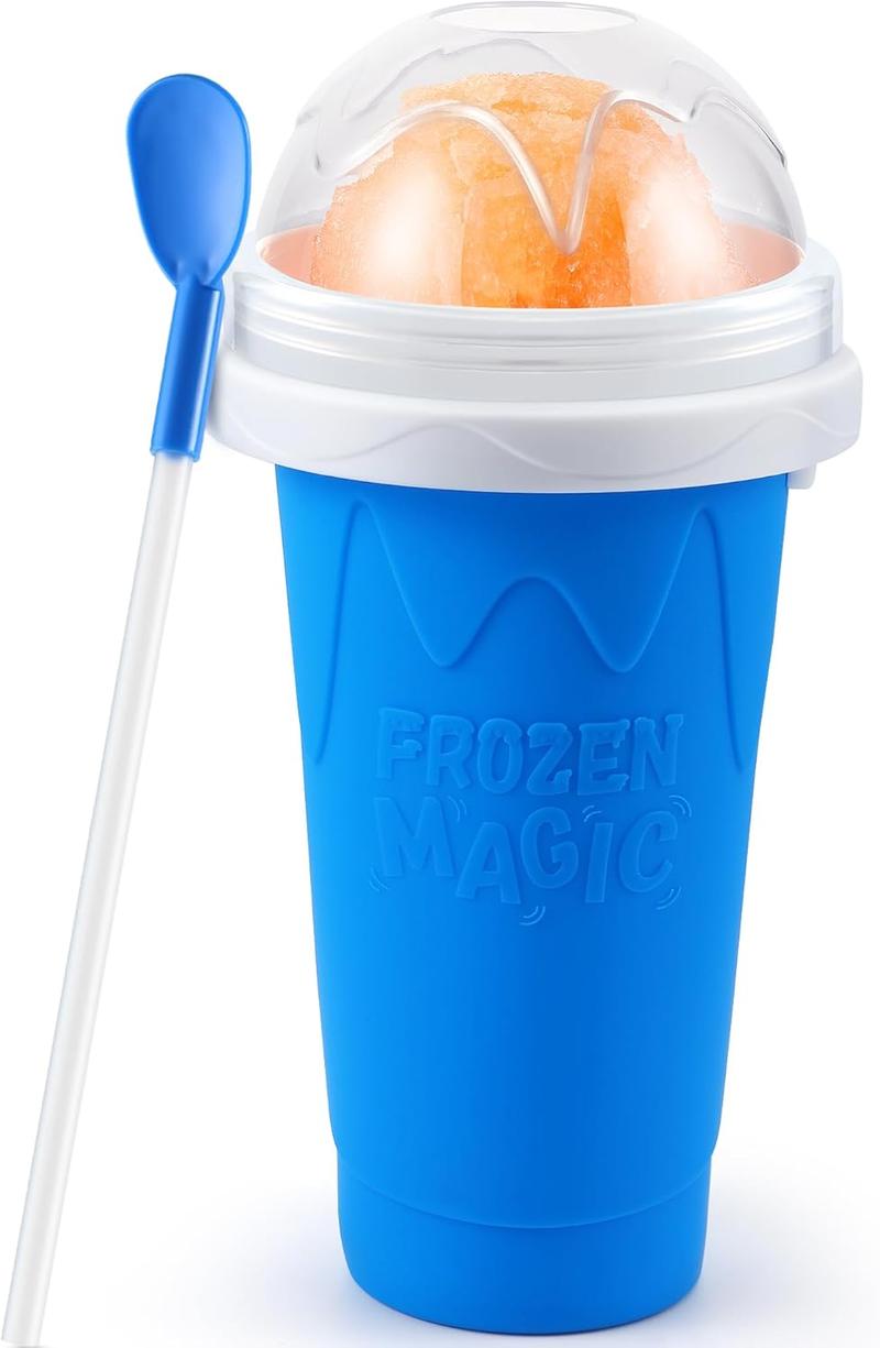 Slushy Cup, Magic Quick Frozen Slushie Maker Cup Squeeze,Ice Cream Make,Cool Fun Stuff Things Gadgets (Blue)