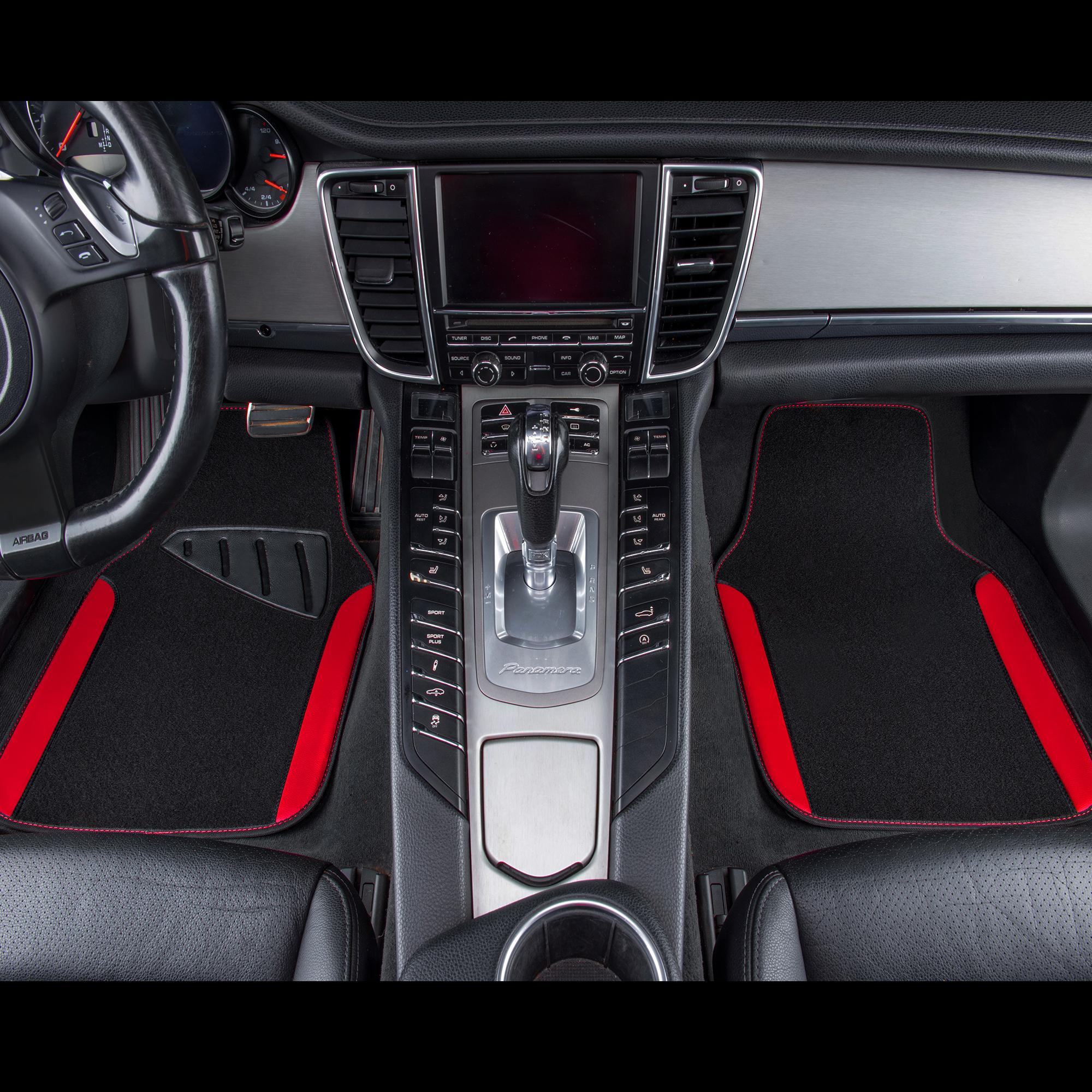 CAR PASS Rainbow Waterproof Universal Fit Faux Leather Car Carpet-Anti-Slip Nibbed Backing Floor Mats for SUV, Vans,Sedans,Trucks