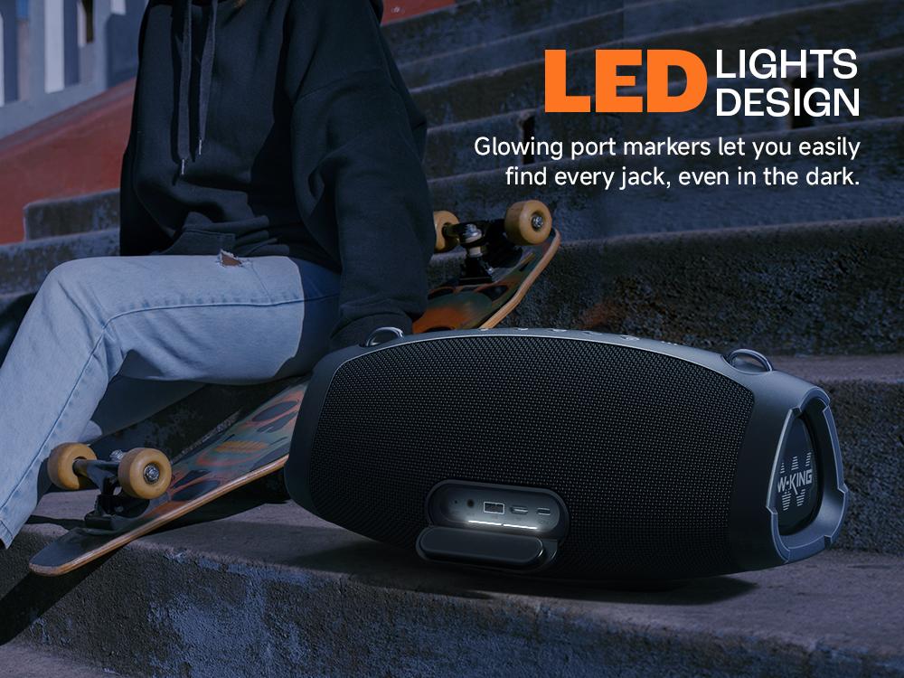 W-KING 120W Outdoor Bluetooth Speaker Portable Wireless IPX6 Waterproof with Triple Passive Radiators 2 Subwoofers 70W Deep Bass DSP 42H Power Bank EQ Large Party Audio