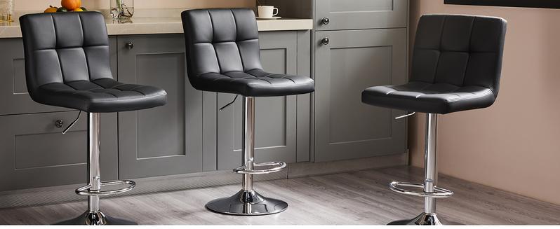Set of 2 PU Leather Adjustable Swivel Barstools with Back and Armless Design Hydraulic Kitchen Counter Height Bar Stools