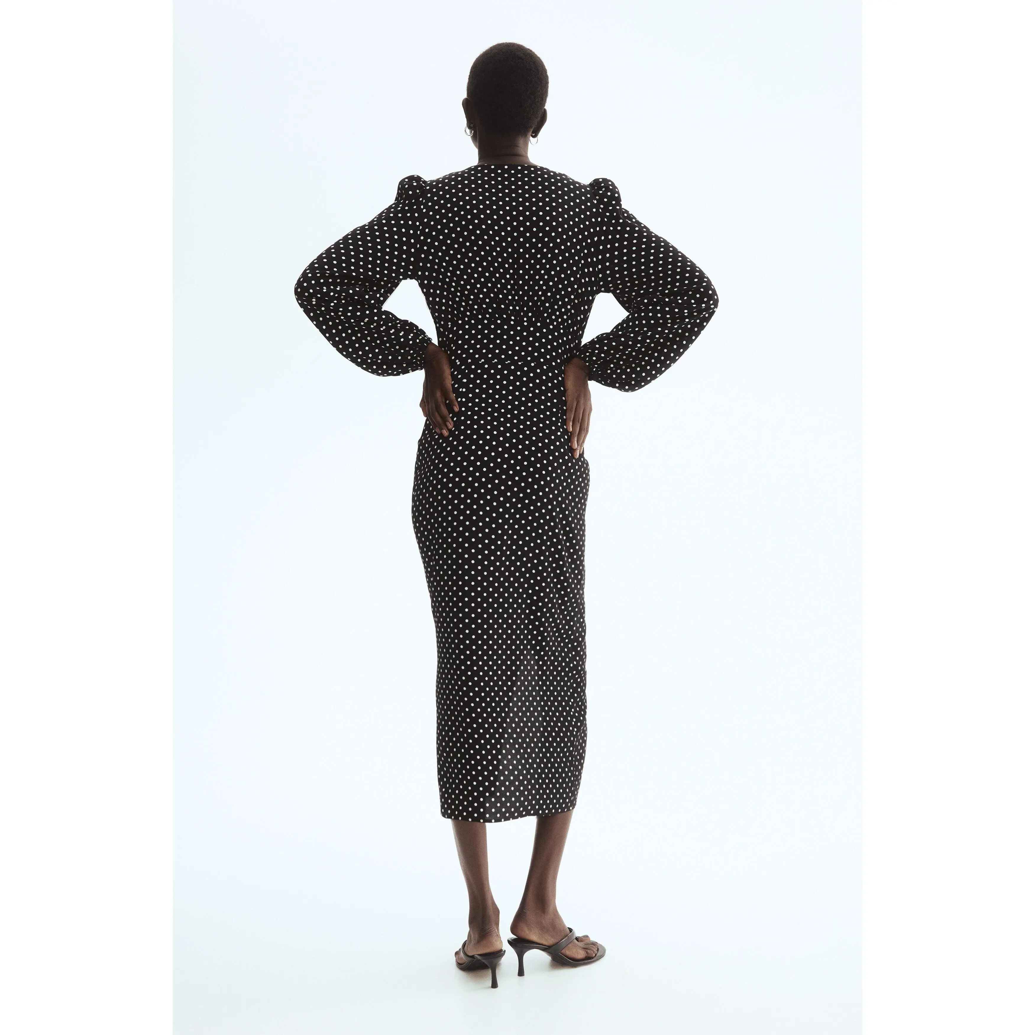 h&m silk dress long sleeve H&M Conscious Exclusive Long Silk-blend Lace Dress in Navy  UFO No More