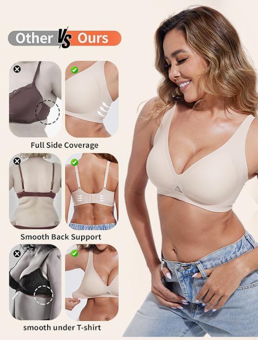 Obind Wireless Jelly Deep-V Bra Everyday Comfort Push-Up Seamless T-Shirt Bra Slimming Design Adjustable Straps Minimalist Soft Butter-Fabric Breathable Mesh Triangle Panel Basic Women’s Underwear Obind Wireless Jelly Deep-V Bra Everyday Comfort Push-Up Seamless T-Shirt Bra Slimming Design Adjustable Straps Minimalist Soft Butter-Fabric Breathable Mesh Triangle Panel Basic Women’s Underwear