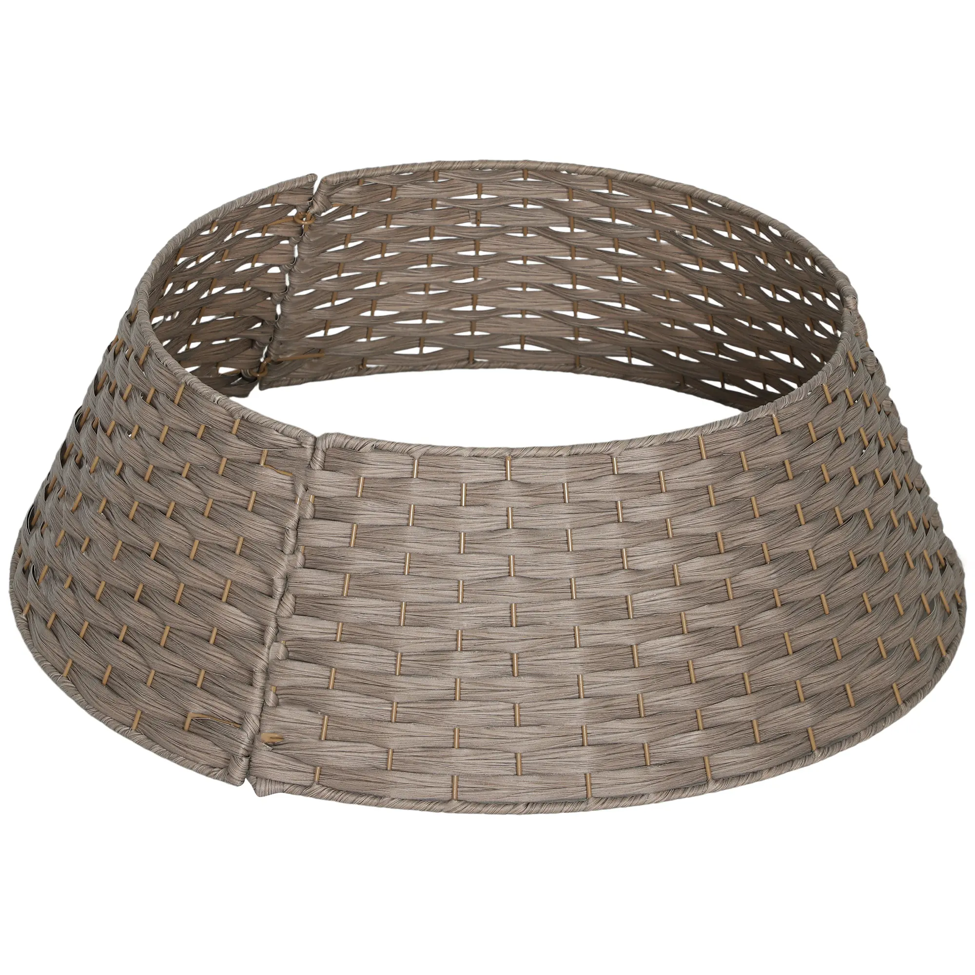 HOMCOM 27 inch Rustic Christmas Tree Collar, Plastic Woven Christmas Tree Skirt, Base Cover for Party, Holiday, Home Decoration