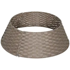 HOMCOM 27 inch Rustic Christmas Tree Collar, Plastic Woven Christmas Tree Skirt, Base Cover for Party, Holiday, Home Decoration