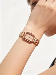 Vintage Gold   Women, Square Roman Numeral Bracelet , Luxury Stainless Steel Quartz Ladies , Dainty Elegant Jewelry Style Wristwatch  Small Wrists, Fashion  Gift  Her Valentine's Day Birthday Anniversary watch for