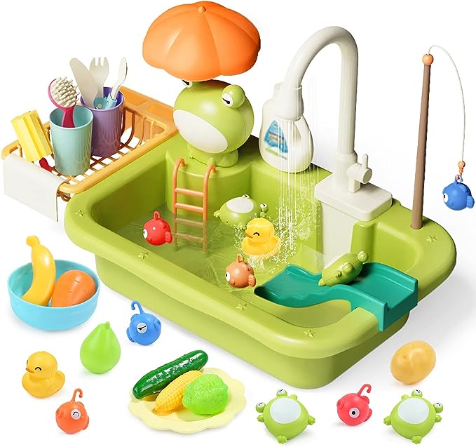 Cute Stone Sink Toys with Upgraded Electric Faucet Pool Floating Fishing Toys for Water Kitchen Set Toys Portable Pretend Play Dishes Play House Easter Eggs Cute Stone Sink Toys with Upgraded Electric Faucet Pool Floating Fishing Toys for Water Kitchen Set Toys Portable Pretend Play Dishes Play House Easter Eggs