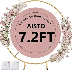 Round Backdrop Stand 7.2FT Arch Balloon Golden Metal Circle Garland Frame with Base for Wedding Arches Birthday Party Baby Shower Graduation Decoratio  banners round backdrop stand holiday decor deals scene arrangement