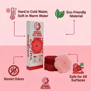 ScrubFlower Scrub Sponge Temperature Controlled Cleaning Odor-Resistant & Scratch-Free Dish Scrubber