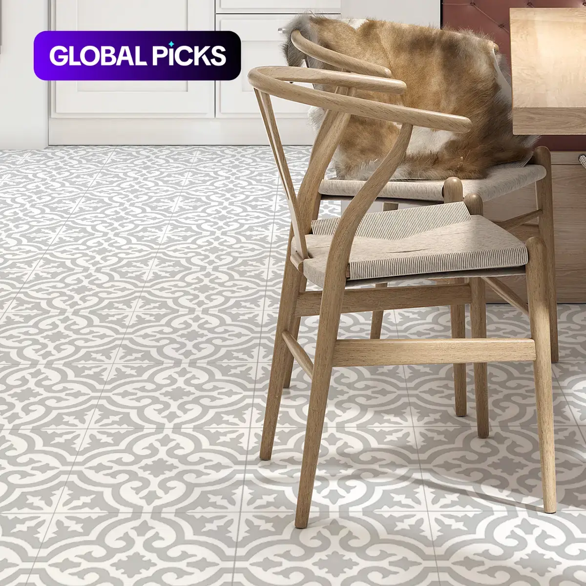 Moroccan Style Floor Sticker, 60pcs/set Tile Decal Set Self-Adhesive Tile Sticker, Sticker Tiles Decorative Sticker for Home Living Room, Bedroom and Kitchen #GLOBAL PICKS