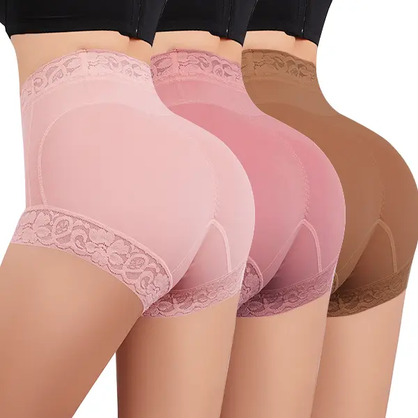 Women's 2-Pack Lacy Shapewear Shorts, Stretchy High Waisted Basics for Tummy Control & Butt Lifting, Sexy Seamless Body Shaper Panties, Invisible Under Clothes, Hip, Wedding