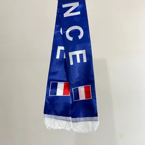 CZY France scarf 14x 130cm double printed France flag Scarf football team Scarf Printing Satin French banner for sport fans