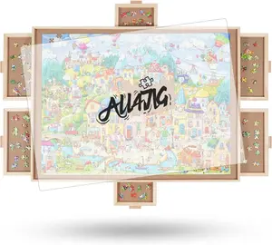 ALL4JIG 2000 Pieces Rotating Puzzle Board with 6 Drawers and Cover,26"x35"Portable Wooden Jigsaw Puzzle Table for Adults,Lazy Susan Spinning Puzzle Boards Birthday Gift for mom